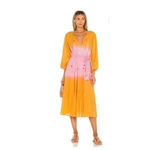 Karina Grimaldi Gold and Pink Ombré 100% Cotton Dress I S